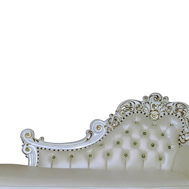 81&#34; Vendome Chaise Lounge Synthetic Leather and Antique Pearl Finish - Acme Furniture, 2 of 9