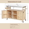 BAOURE Outdoor Kitchen Island with Stainless Steel Top, Farmhouse Solid Wood Grill Table with Spice Rack & Lockable Wheels - Natural Wood - 4 of 4