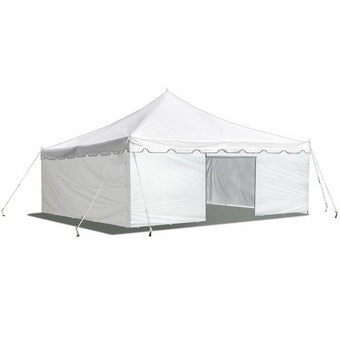 Party Tents Direct Weekender Outdoor Canopy Pole Tent with Sidewalls White 15 ft x 15 ft