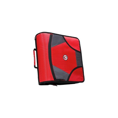 Red Case of 4 Case-It King Sized Zip Tab 4-Inch D-Ring Zipper Binder with 5-Tab File Folder 