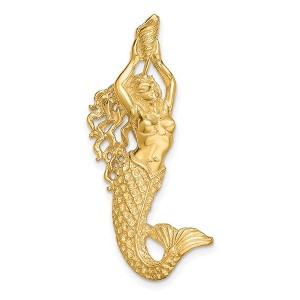 Black Bow Jewelry 14k Yellow Gold Mermaid Slide Pendant, 14 x 40mm - 1 of 4