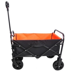 VisioGear Mini Portable Folding Beach Wagons with Wheels, Portable Carts with Handle, Orange & Black, 30.3"*15.16"*36.22" - 1 of 4