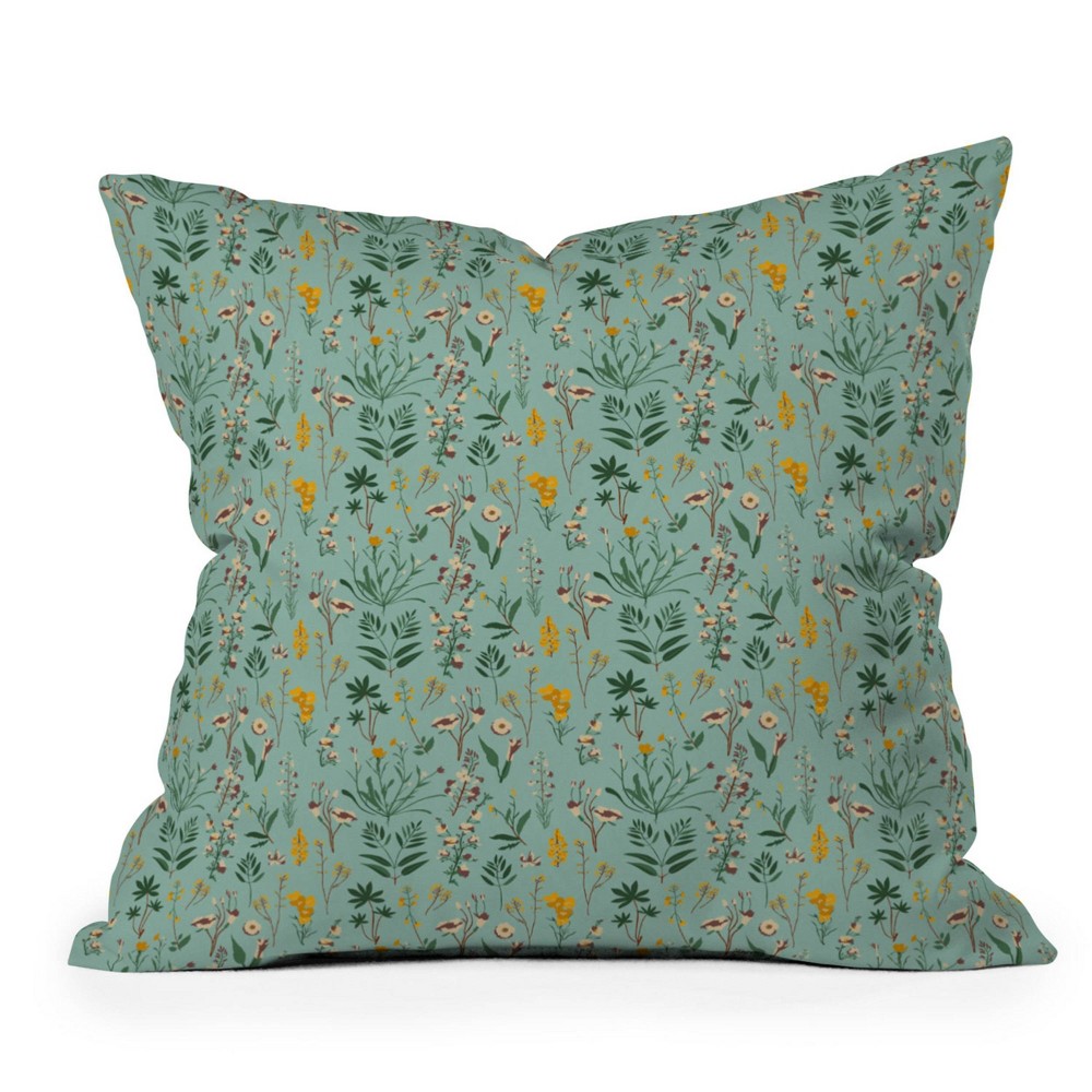 Photos - Pillow 18" x 18" Holli Zollinger Zarah Wildflower Outdoor Throw  Green - Deny Designs: UV & Mildew Resistant