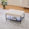 PAGED Soft Upholstered Storage Ottoman Coffee Table Foot Rest, Open Shelf Ottoman Bench with Sturdy Metal Legs, Multi-Purpose Faux Fur Entryway Bench - 2 of 4