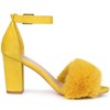 Allegra K Women's Faux Fur Buckle Closure Ankle Strap Block Heels Sandals - 4 of 4