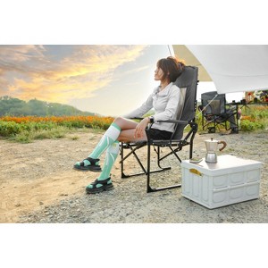 PAGED Camping Chairs with Side Table and Pocket,Outdoor Portable Chairs with High Back,Folding Chairs for Lawn,Beach - 1 of 4