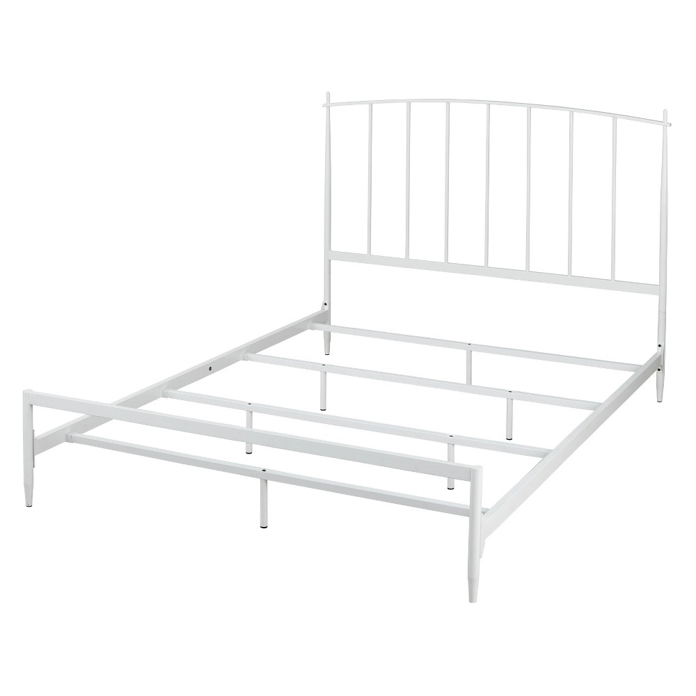 Photos - Bed Queen Nina Metal  White - Lifestorey: Arched Headboard, No Box Spring Required