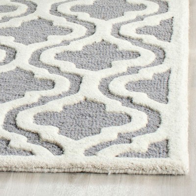 Silver and Ivory 9' x 12' Hand-Tufted Wool Rectangular Rug