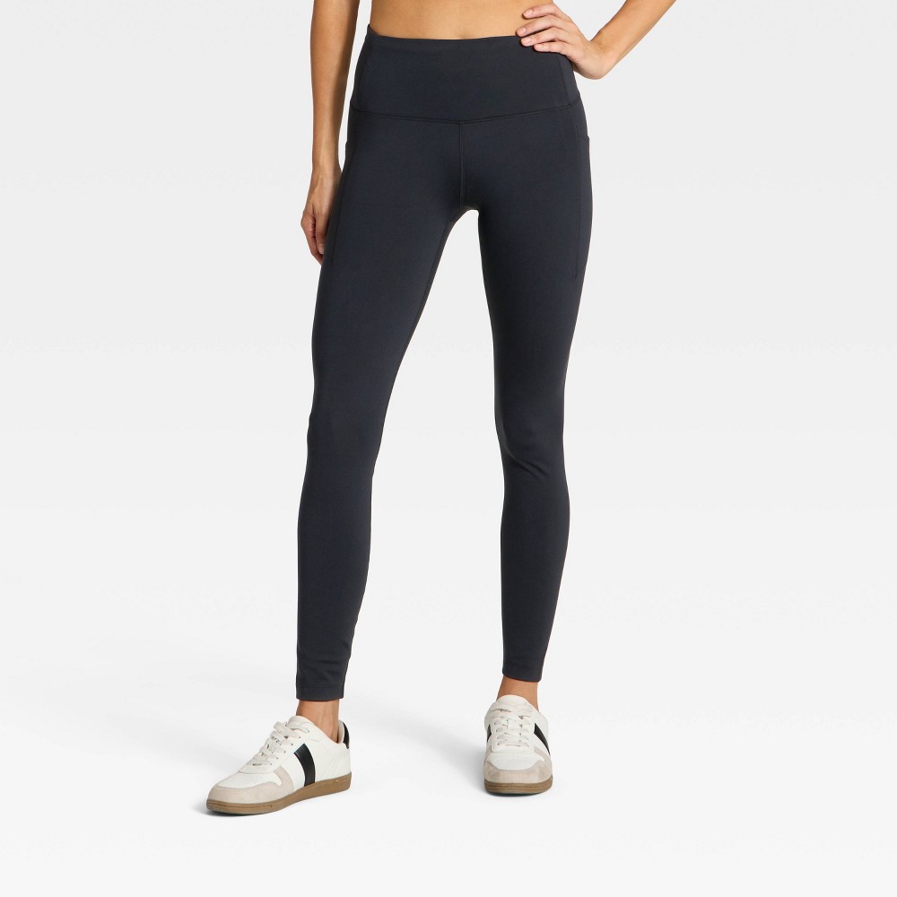Women's High-Rise Fleece Lined Winter Leggings - All In Motion™ Black S