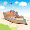 Large Wooden Cedar Sand Box, Wooden Octagon Kids Sandbox with Cover, Sandpit with 4 Benches and Bottom Liner Covered Sand Box for Kids Outdoor - 2 of 4