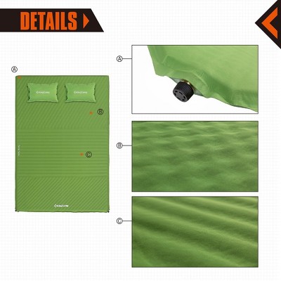 KingCamp Green Double Self-Inflating Camping Sleeping Pad with Pillows