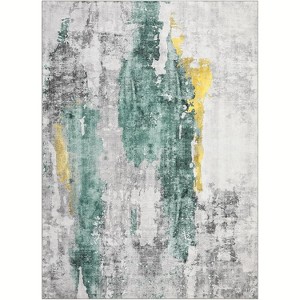 Washable Abstract Area Rug, Non-Slip, Low Pile, Faux Wool, Stain-Resistant for Bedroom, Living Room - 1 of 4