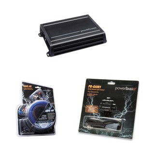 PowerBass ACS-500D - 500 Watt x 1 @ 1-Ohm Amplifier with PB-GAIN1 - Remote Level Controller and Amplifier Wiring Kit - 1 of 4