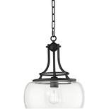 Franklin Iron Works Black Bubble Pendant Light 13 1/2" Wide Rustic LED Clear Glass Shade Fixture Dining Room House Bedroom Kitchen