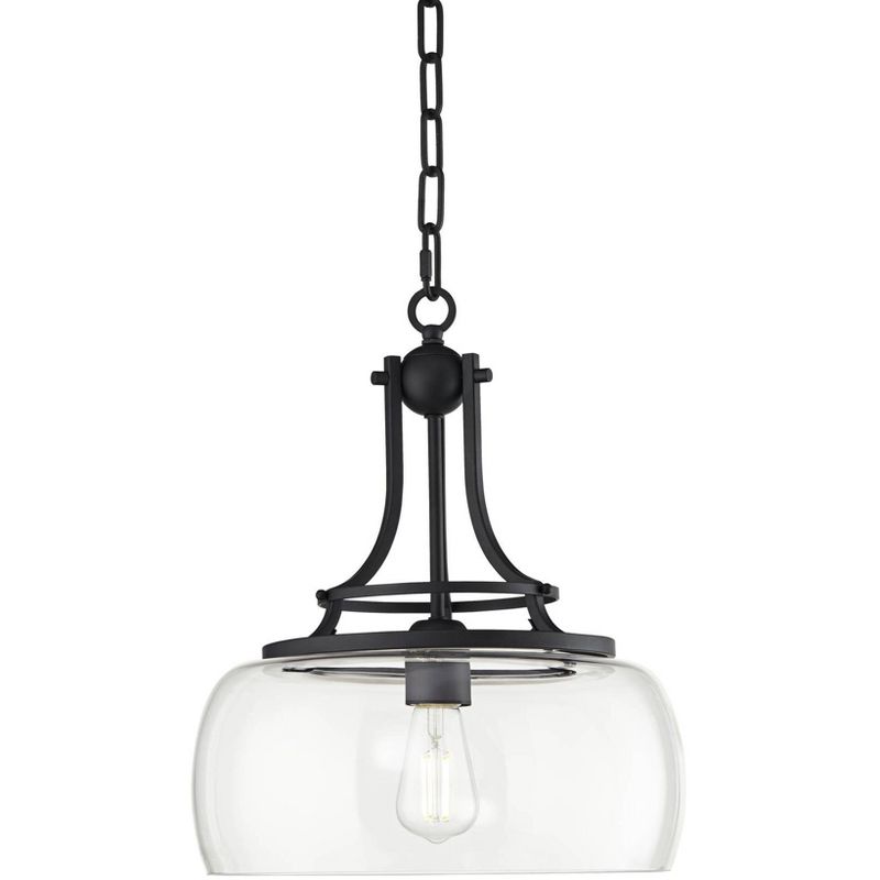 Franklin Iron Works Charleston Black Pendant Chandelier 13 1/2" Wide Modern LED Clear Glass for Dining Room House Kitchen Island Entryway Bedroom, 1 of 10