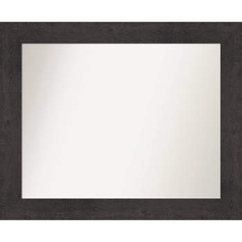 34" x 28" Non-Beveled Rustic Plank Espresso Wall Mirror - Amanti Art