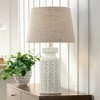 360 Lighting Helene Country Cottage Table Lamp 26" High Cream White Glaze Linen Tan Drum Shade for Bedroom Living Room Bedside Nightstand Office House - 2 of 4