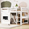 Twin/Full Size Loft Bed House Kids Loft Bed Frame with Double-Sided Sliding Chalkboard, Bookshelf & Safety Guardrails - ModernLuxe - 2 of 4