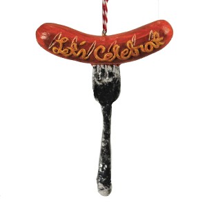 Cody Foster 5.5 Inch Let's Celebrat Hot Dogs Wiener Fork Baseball Summertime Tree Ornaments - 1 of 3