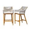 Gulches Bar Stools Set of 2, Outdoor Counter Height Bar Chairs with Arm and Backrest,Square Backrest - 2 of 4