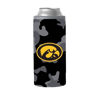 NCAA Iowa Hawkeyes 12oz Black Camo Slim Can Cooler