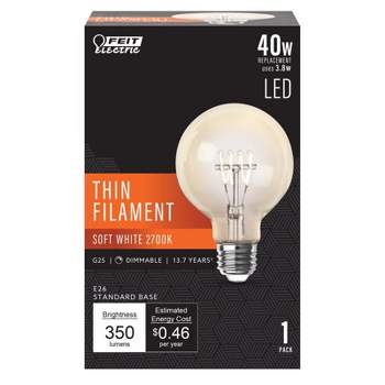 Feit Electric G25 E26 (Medium) Filament LED Bulb Soft White 40 Watt Equivalence 1 pk