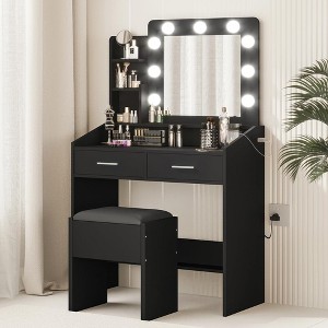 Vanity Desk with Mirror and Lights, Makeup Vanity with Power Outlet - 1 of 4