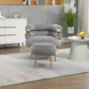 Vynxaria Gray Velvet Barrel Accent Chair with Ottoman - Comfy Lounge Armchair Set - 4 of 4