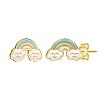 Guili Playful 14K Gold Plated Colorful Rainbow Enamel & Friendly Cloud Stud Earrings – Whimsical Design for a Fun and Cheerful Look - 2 of 3