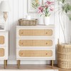 JIONJOY White Weave 3-Drawer Dresser - Fully Assembled Rattan & Wood Storage Cabinet with Antique Brass Hardware - 4 of 4