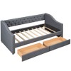 PAGED Twin Size Upholstered Daybed Modern Simple Wooden Bed Frame with 2 Storage Drawers and Backrest for Living Room - 3 of 4