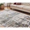 Ivory Gray And Brown Abstract Area Rug With Fringe - 2 of 4