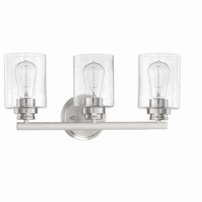 Polished Nickel 3-Light Dimmable Vanity Light with Clear Shades