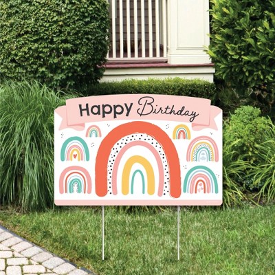 Big Dot of Happiness Hello Rainbow - Boho Birthday Party Yard Sign Lawn Decor - Happy Birthday Party Yardy Sign