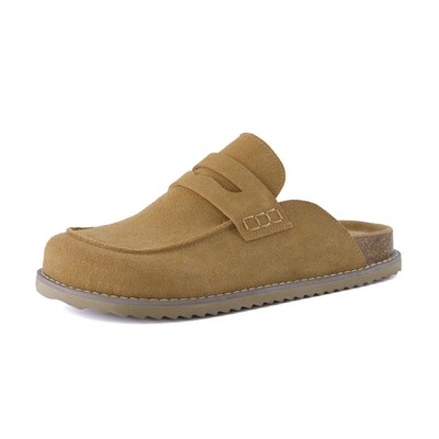 CUSHIONAIRE Zola Women’s Penny Clog Mule – Suede Slip-On with Memory Foam, Cork Footbed & Flexible Outsole
