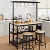 Large Kitchen Island Table Bakers Rack and 3-Tier Storage-Microwave Stand Oven Shelf, Metal Coffee Bar Table ,Kitchen Storage Shelf , 5 Hooks - 2 of 4
