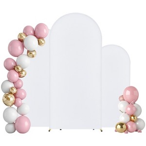VEVOR Wedding Arch Backdrop Stand, Set of 3, Metal Stable Stand with Case Connection & Chassis Crossbar Design - 1 of 4