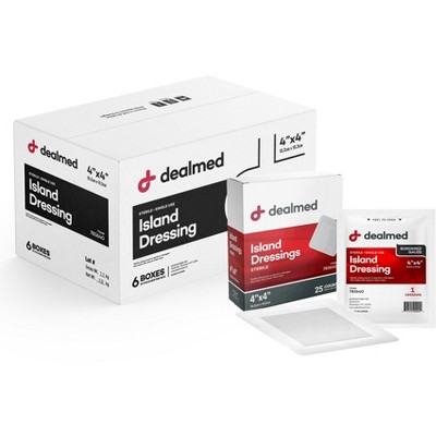 Dealmed Island Dressing, Sterile, Adhesive Borders with Non-Stick Pads, White (Case Pack)