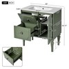 30'' Retro-Style Bathroom Vanity with Ceramic Sink, Freestanding Storage Cabinet with 2 Soft-Closing Drawers & Door, Green -ModernLuxe - 3 of 4