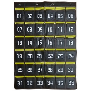 Kore Design Hanging Cell Phone Pocket Storage Classroom Organizer, 36-Pockets, Black/Yellow - 1 of 3