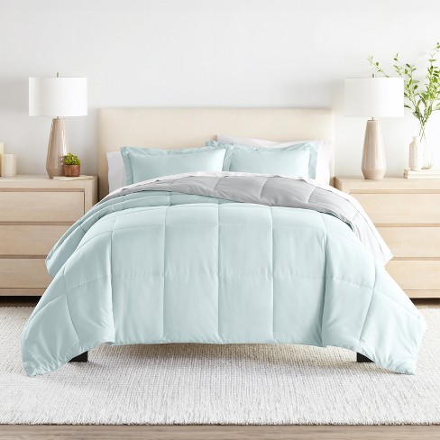 Reversible Comforter and Shams Set, Ultra Soft, Easy Care, - Becky  Cameron™, King/California King, Aqua / Light Gray