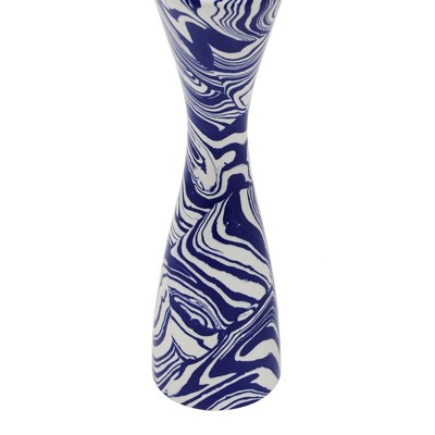 Blue and White Swirl Iron Resin Hourglass Candlestick