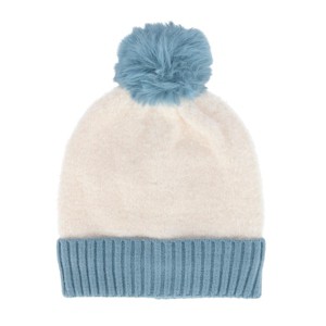CTM Women's Two Tone Knit Winter Beanie Hat with Pom - 1 of 4