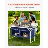 VEVOR Camping Kitchen Table, Folding Outdoor Cooking Table, 3 Adjustable Height, Aluminum Lightweight Portable Cook Station, Blue - 3 of 4