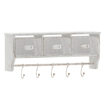 25.6 X 5.75 Wall Mounted Entryway Coat Rack With Decorative Ledge Shelf  And Hooks White - Danya B. : Target