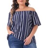 Agnes Orinda Women's Plus Size Boho Round Neck Short Sleeve Print Casual Holiday Blouses - 2 of 4