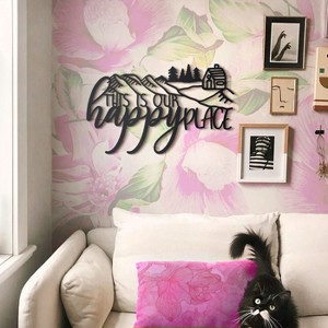 Sussexhome Happy Place Home Decor Metal Wall Art - Inspirational Sign for Bedroom - 1 of 4