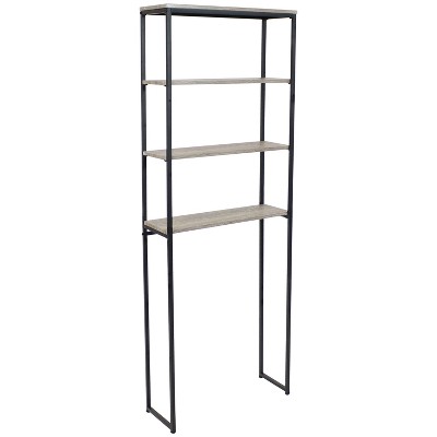 Sunnydaze 4 Shelf Iron and Veneer Over the Toilet Etagere Bathroom Storage Cabinet Space Saver - Gray