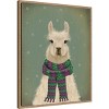Amanti Art 23"x28" Llama with Purple Scarf Portrait by Fab Funky Framed Canvas Wall Art - 2 of 4