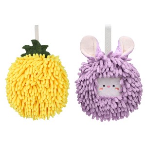 REGALWOVEN 2 Pcs Comfortable Soft Absorbent Chenille Ball Fuzzy Hand Towels - 1 of 4